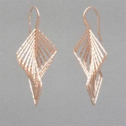 Azur Ruthenium Rose Gold Cascading Square Earrings