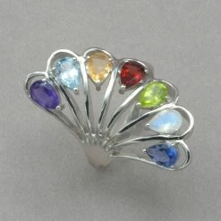 Sanchi And Filia Rings Multi Stone Silver Ring