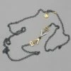 Arlee Kasselman Arlee V And Rectangle Oxidized Silver And Gold Necklace