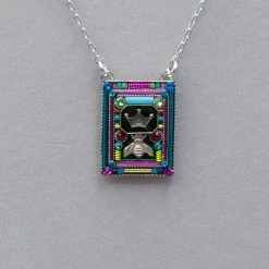 Firefly Queen Bee Rectangle Pendant Necklace