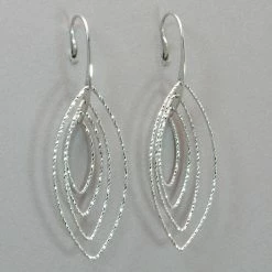 Azur Silver Pointed Oval Earrings