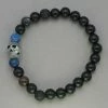 Italgem Steel Bracelets Italgem Skull With Lava Onyx And Lapis Bead Bracelet