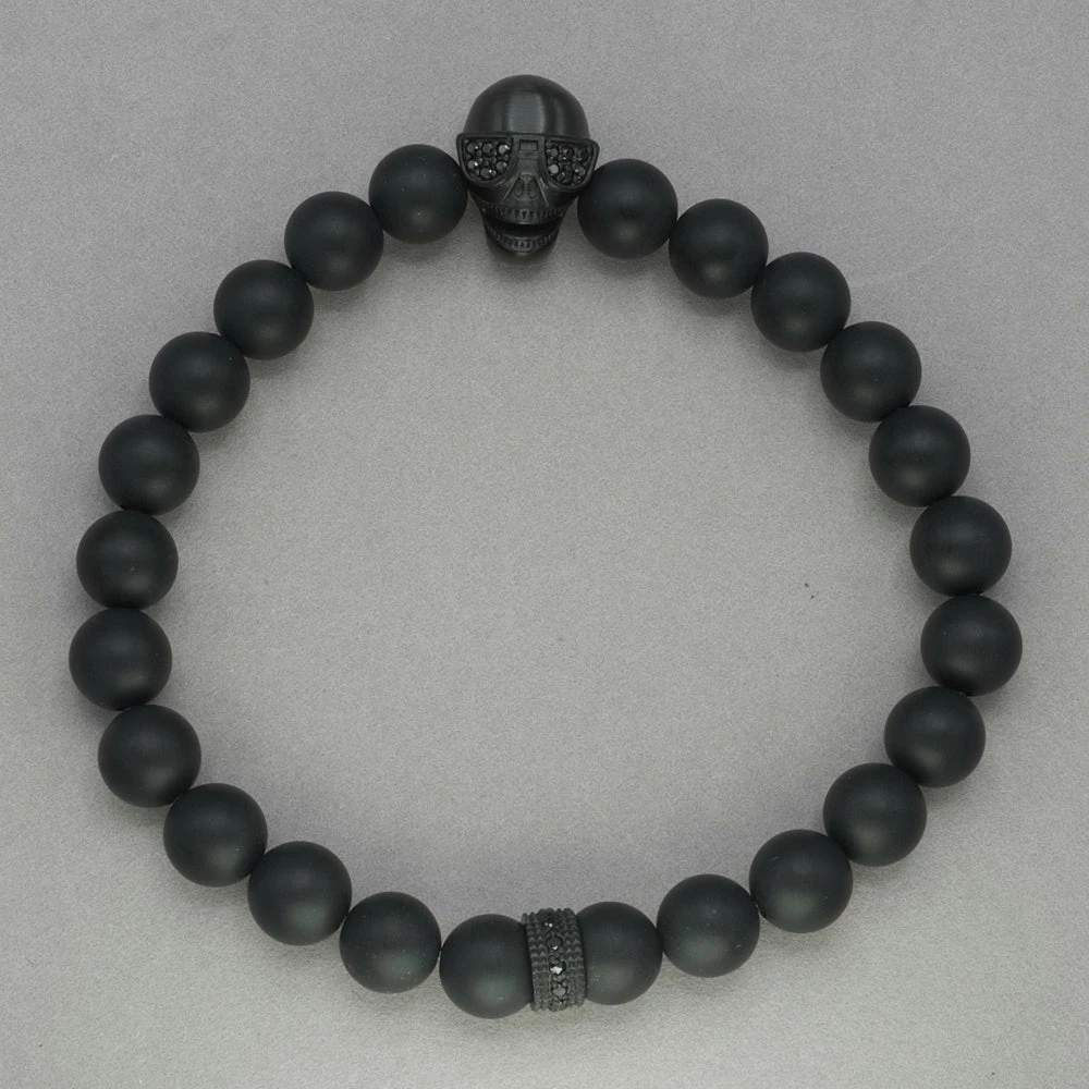Cheap ๐ Italgem Steel Italgem Skull With ๐ Sunglasses And Onyx Bead Bracelet ๐ฏ 3 Italgem Steel Italgem Skull With Sunglasses And Onyx Bead Bracelet