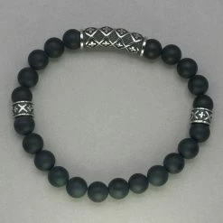 Italgem Steel Italgem Onyx Bead Cross Design Bracelet