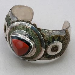 Tabra Vintage Jasper And Onyx Sterling Silver Cuff Bracelet