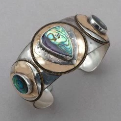 Bracelets Tabra Vintage Amethyst And Abalone 14k Gold And Sterling Silver Cuff Bracelet