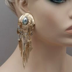 Tabra Vintage 14k Gold Fill Grey Osmeña Pearl Earrings