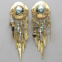 Tabra Vintage 14k Gold Fill Grey Osmeña Pearl Earrings