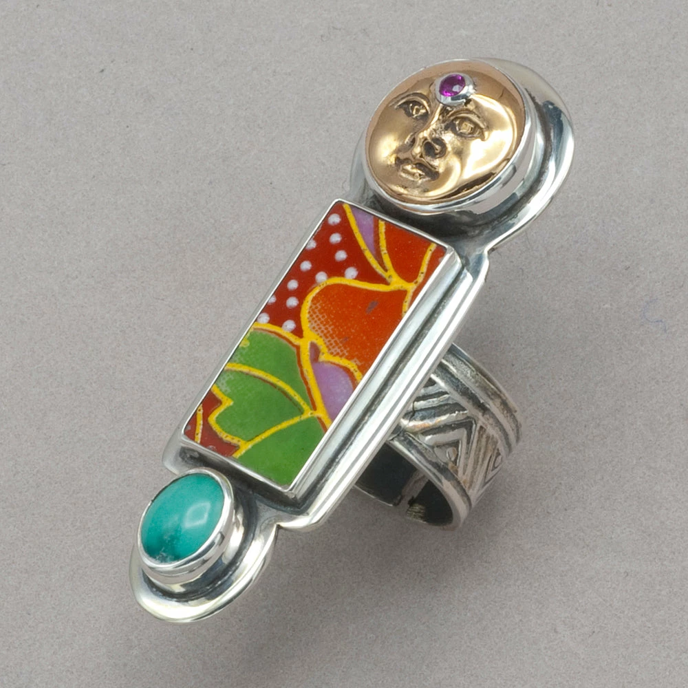 Deals ✨ Tabra Bronze Face With Chinese Pottery Ring Rings 🎉 3 Tabra Bronze Face With Chinese Pottery Ring Rings