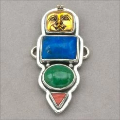 Tabra Bronze Face With Lapis And Turquoise Charm