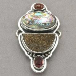 Tabra Pink Tourmaline, Abalone And Druzy Charm