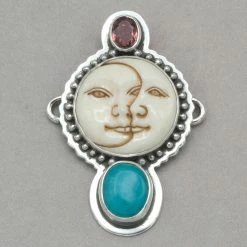 Tabra Pink Tourmaline, Sun And Moon Face And Amazonite Charm Charms