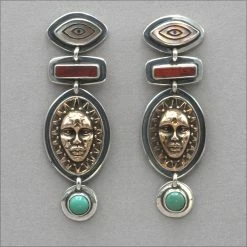 Tabra Mother Of Pearl, Jasper, And Celestial Face Earrings