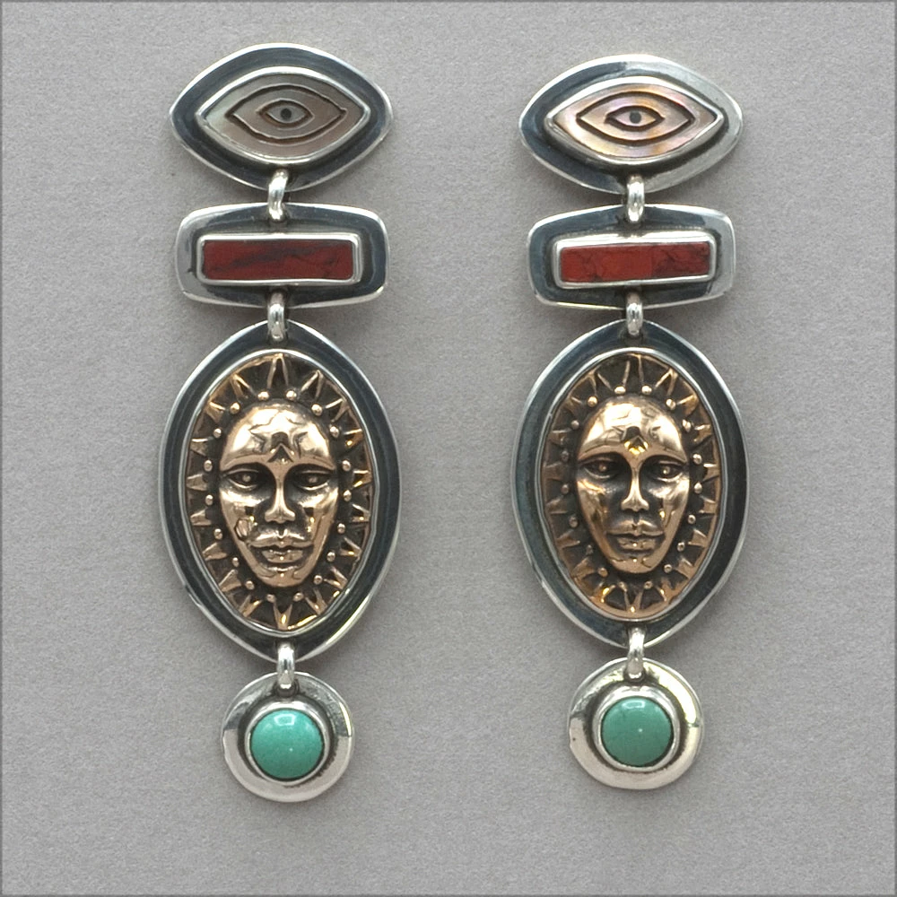 Buy ๐ Tabra ๐ฉ Mother Of Pearl, Jasper, And Celestial Face Earrings โค๏ธ 3 Tabra Mother Of Pearl, Jasper, And Celestial Face Earrings