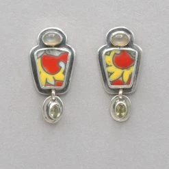 Tabra Chinese Pottery Shard With Citrine Drop Earrings