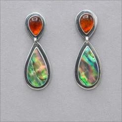 Tabra Amber And Abalone Drop Earrings