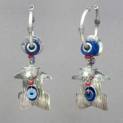 Tabra Vintage Lapis And Sterling Silver Hoop Earrings