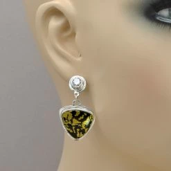 Jim Kelly J & D Gold-Infused Black Jade Earrings