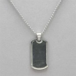 Italgem Steel Italgem Carbon Fiber Inlay Dog Tag Necklace
