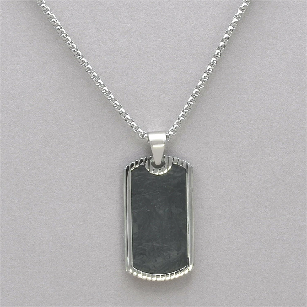 New ๐ Italgem Steel Italgem Carbon Fiber Inlay ๐ถ Dog Tag Necklace ๐ 3 Italgem Steel Italgem Carbon Fiber Inlay Dog Tag Necklace