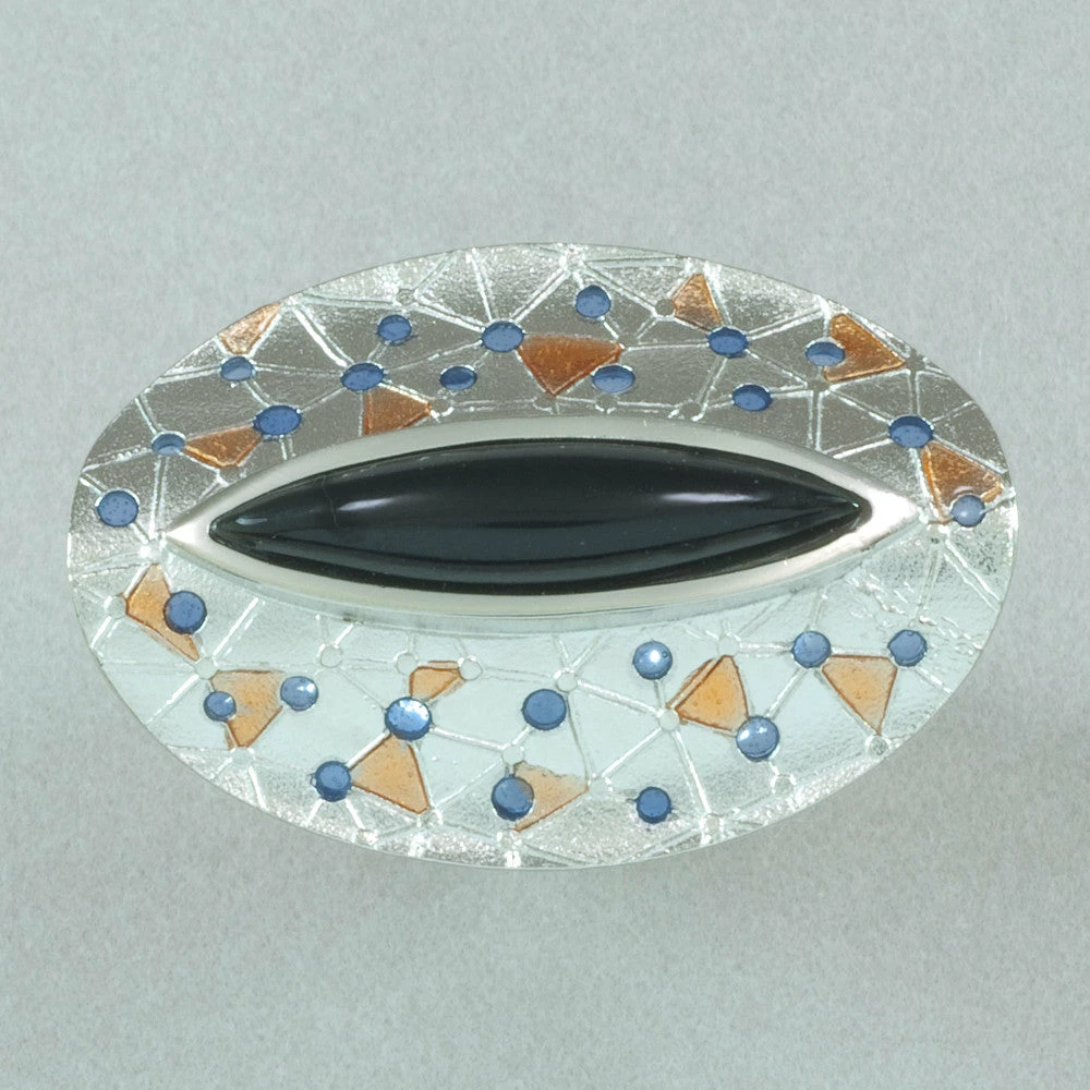 Budget ๐ Rings Daniel Vior Citos Ring - Onyx And Blue And Orange Enamel โค๏ธ 3 Rings Daniel Vior Citos Ring - Onyx And Blue And Orange Enamel