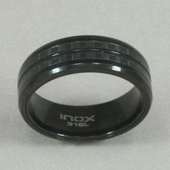 Inox Men's Carbon Fiber Black Ring