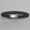 Italgem Steel Italgem Black Leather With Matte Stainless Steel Bracelet