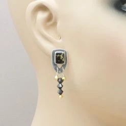 Jim Kelly Gold-Infused Black Jade Earrings