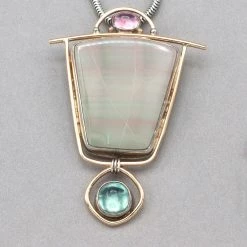 Rainbow Bridge Jewelers Tourmaline Matrix Silver And Gold Pendant Pendants
