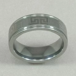 Silver City Men's Tungsten Greek Key Motif Ring