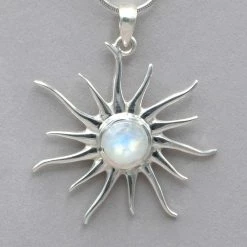 Sammasati Pendants Rainbow Moonstone Sunburst Pendant