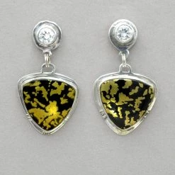 Jim Kelly J & D Gold-Infused Black Jade Earrings