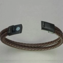 Italgem Steel Italgem Brown Leather Two-Strand Bracelet Bracelets