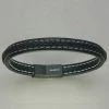 Italgem Steel Italgem Black Leather Bracelet