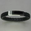 Italgem Steel Italgem Black Leather With Black IP Stainless Steel Clasp Bracelet