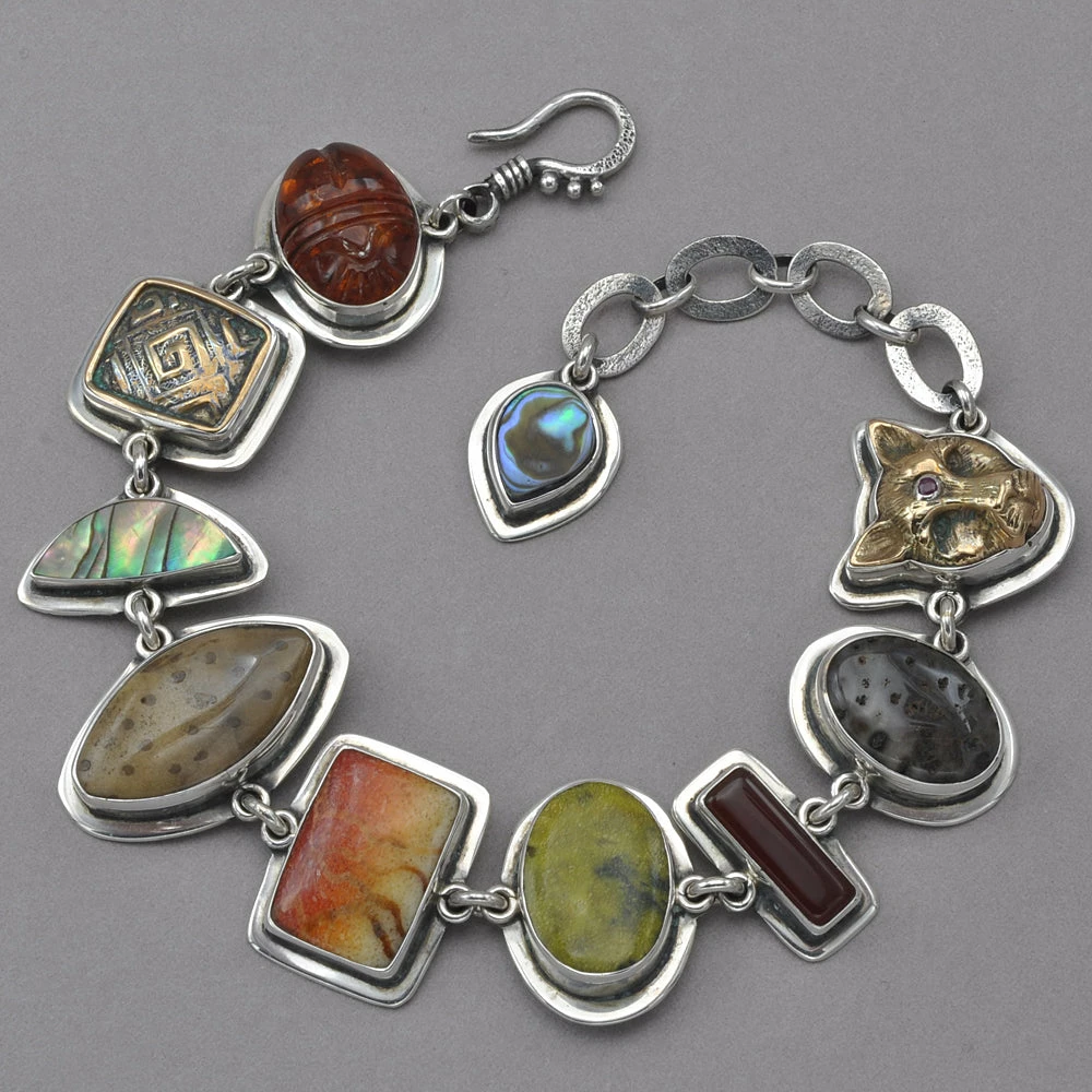 Buy ๐ Tabra Apple Coral, Palmwood, Amber, And Carnelian Treasure Bracelet ๐ 3 Tabra Apple Coral, Palmwood, Amber, And Carnelian Treasure Bracelet