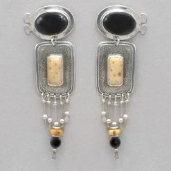 Tabra Vintage Onyx And Palmwood Earrings