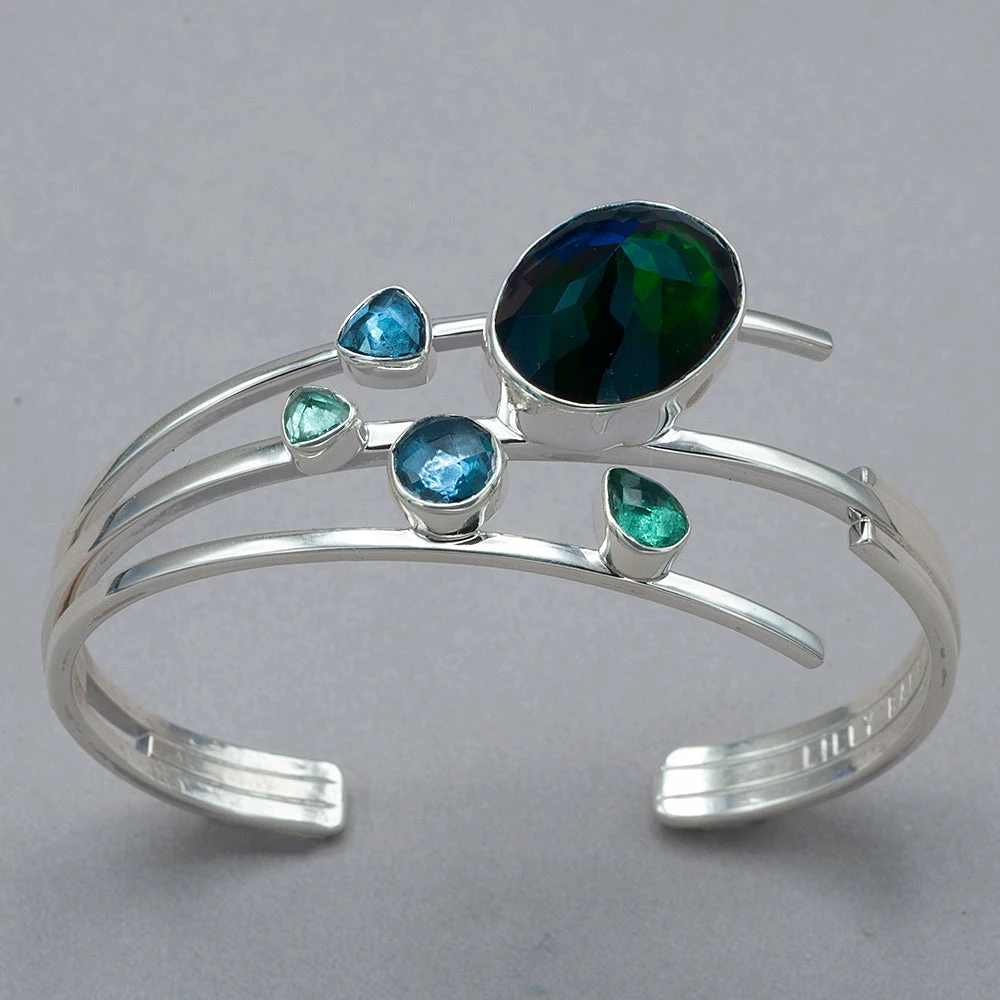 Cheap ๐ฏ Lilly Barrack Green Quartz And London Blue Topaz Cuff Bracelet ๐ 3 Lilly Barrack Green Quartz And London Blue Topaz Cuff Bracelet