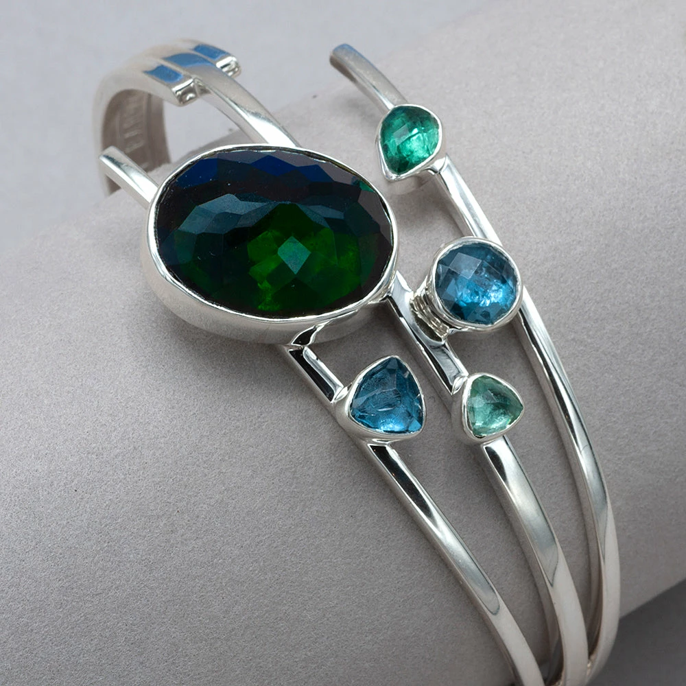 Cheap ๐ฏ Lilly Barrack Green Quartz And London Blue Topaz Cuff Bracelet ๐ 5 Lilly Barrack Green Quartz And London Blue Topaz Cuff Bracelet