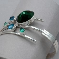 Lilly Barrack Green Quartz And London Blue Topaz Cuff Bracelet