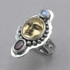 Tabra Bronze Face With Moonstone And Tourmaline Ring