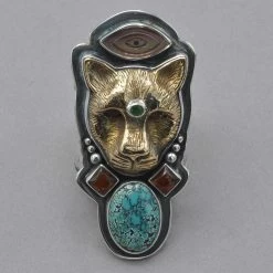 Tabra Jaguar Turquoise And Amber Ring Rings