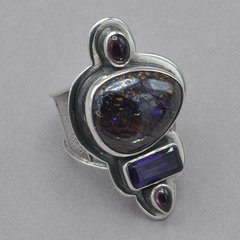 Discount 👏 Tabra Boulder Opal And Amethyst Ring Rings 😉 3 Tabra Boulder Opal And Amethyst Ring Rings
