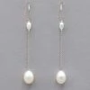 Delisch Pearl Long Drop Sterling Silver Earrings