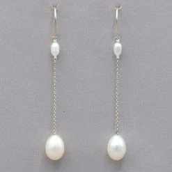 Delisch Pearl Long Drop Sterling Silver Earrings