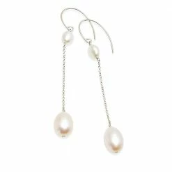 Delisch Pearl Long Drop Sterling Silver Earrings