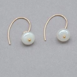 Delisch Cream Colored Button Pearl 14k Gold Fill Earrings
