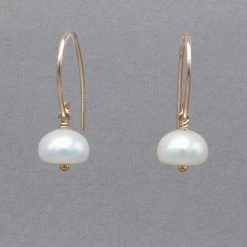 Delisch Cream Colored Button Pearl 14k Gold Fill Earrings