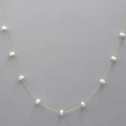 Delisch Necklaces Floating Pearls Delicate Necklace 14k Gold Fill Chain