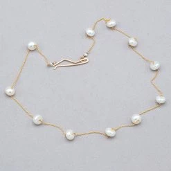 Delisch Necklaces Floating Pearls Delicate Necklace 14k Gold Fill Chain